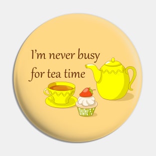 tea time with teapot, cup and cupcake Pin