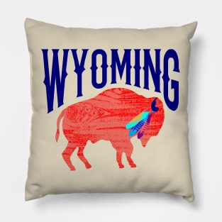 Wyoming Buffalo Eagle Feathers Pillow