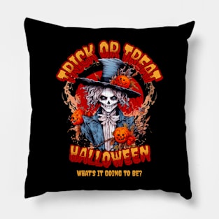 Trick or Treat Skeleton Halloween Pillow