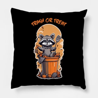 Trash or Treat - Baby Raccoon Halloween Pillow