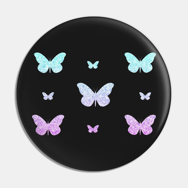 Purple Blue Ombre Faux Glitter Butterflies Pin by Felicity-K