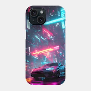 Dark Neon City Sports Car Phone Case