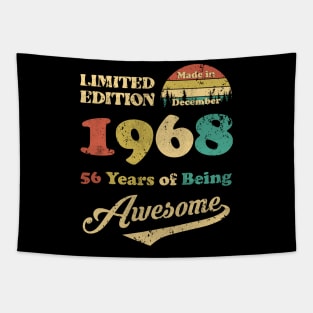 Made In December 1968 56 Years Of Being Awesome Vintage 56th Birthday Tapestry