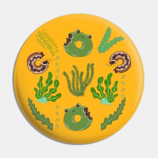 Frog and Seaweed Donuts Pin