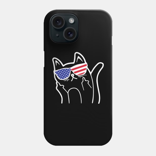 Cat Flipping Off , Funny Patriotic Cat  And Phone Case by Peter Smith