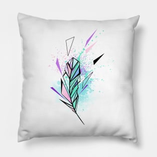 Polygonal Feather with Watercolor Pillow