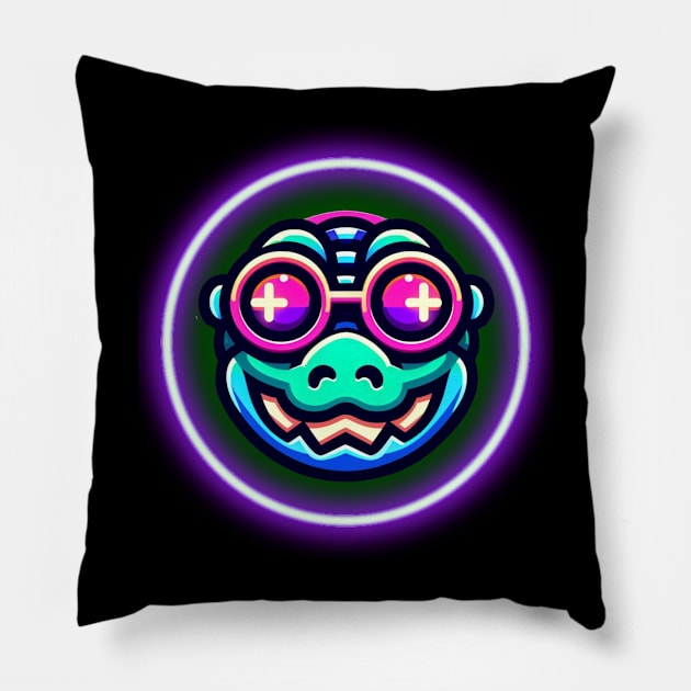 neon cyberpunk gator graphic Pillow by chems eddine