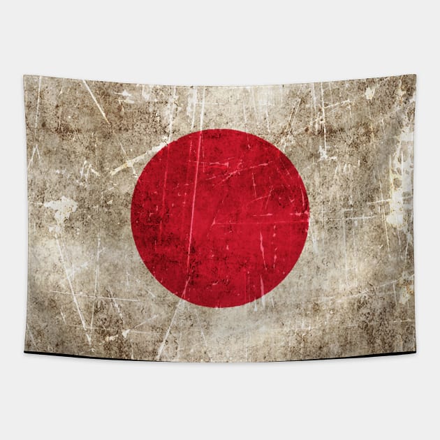 Vintage Aged and Scratched Japanese Flag Tapestry by jeffbartels