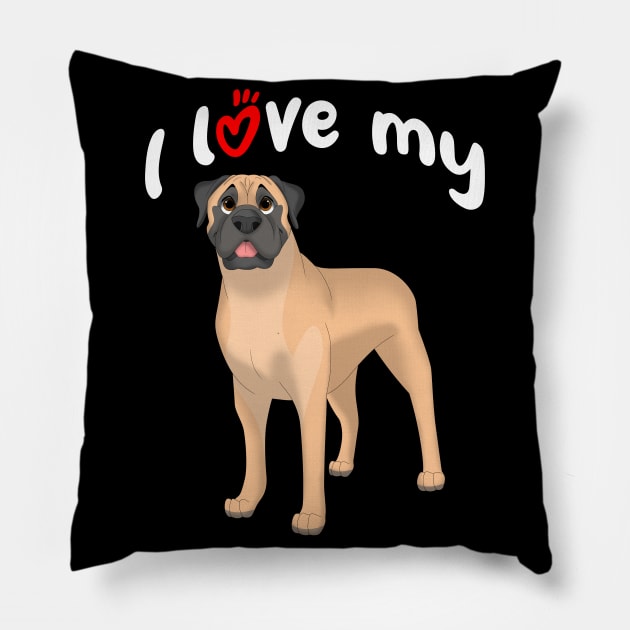 I Love My Bullmastiff Dog Pillow by millersye