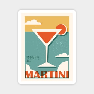 Martini recipe, Cocktail, Retro print, Aesthetic art, Vintage art, Exhibition poster, Mid century modern Magnet