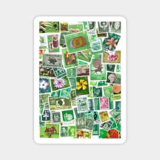 All over the world - green postage stamps Magnet