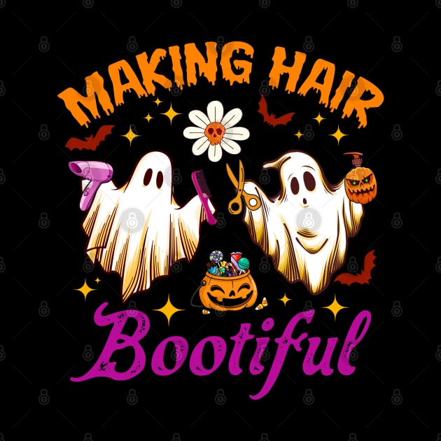 Funny Scary Ghost Hairdresser Halloween Making Hair Bootiful by Rene	Malitzki1a