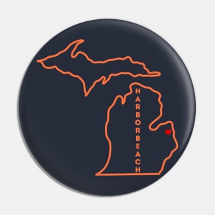 Harbor Beach MI Love (Orange) Pin