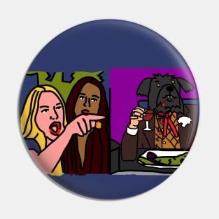 Halloween Horror Woman Yelling at Cat Memes with Vampire Dog Pin