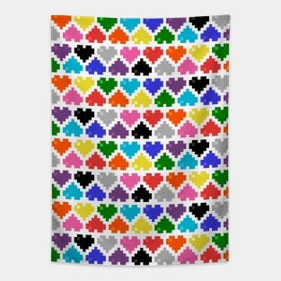 Seamless 10 Color Pattern of Pixel Hearts Tapestry