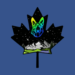 Canadian Maple Leaf German Shepherd - Green/Blue T-Shirt