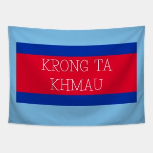 Krong Ta Khmau City in Cambodian Flag Colors Tapestry