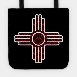 New Mexico State Flag Zia - Red Sacred Geometry Zia Tote