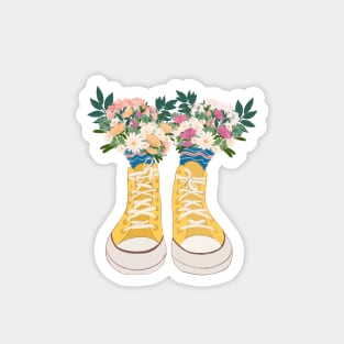 Yellow Sneakers With Wild Flowers Magnet