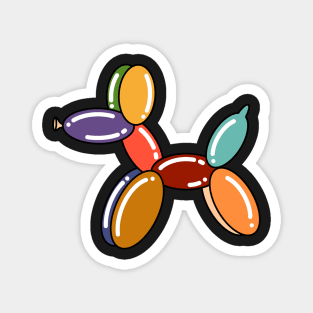 Rainbow Balloon Animal Dog On Black Background Magnet