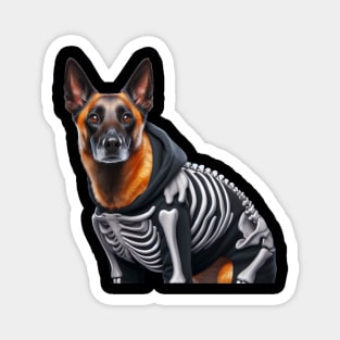 German Shepherd in Skeleton Costume T-Shirt - Spook-tacular Pup Magnet