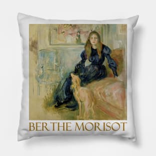 Young Girl with Greyhound by Berthe Morisot Pillow