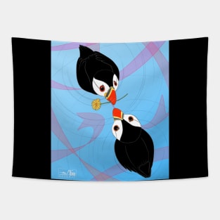 Cute Little Puffin Love Tapestry