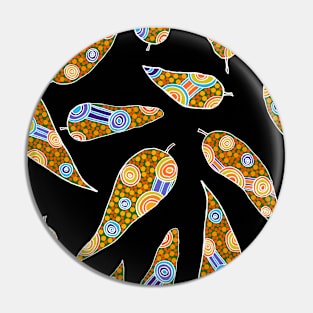 Aboriginal Art - Leaves Repeat Black Pin