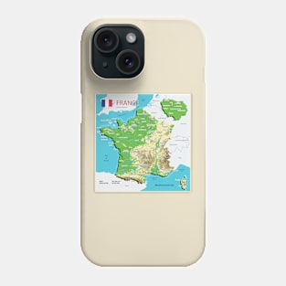 Geographic map of France Phone Case