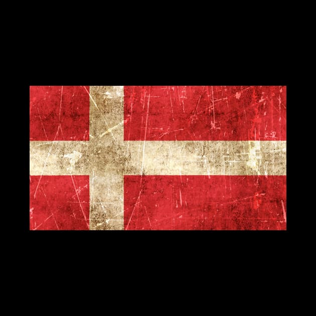 Vintage Aged and Scratched Danish Flag by jeffbartels