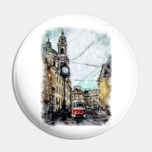 Prague City Streets Travel Poster Series watercolor ink edition 05 Pin