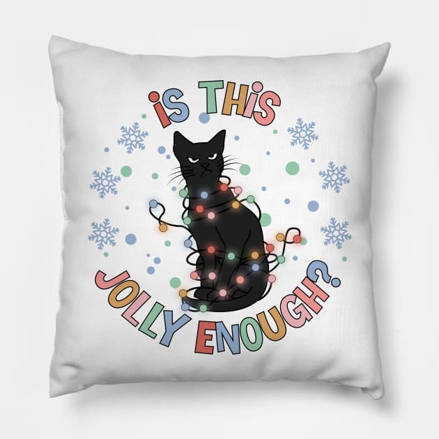 Is this Jolly Enough ? Grumpy Black Cat Pillow by Bam-the-25th