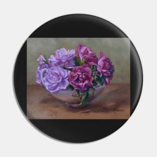 Pink Roses in Gravy Boat Still Life Pin