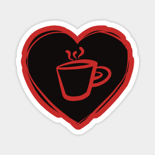 Black Heart Coffee Red Background Magnet