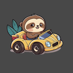 Cute Sloth driving a Car - Adorable Sloth drawing T-Shirt