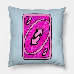 Trippy pink Uno reverse card Pillow