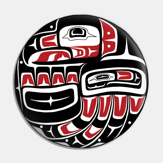 Tlingit Eagle round Pin by Featherlady Studio