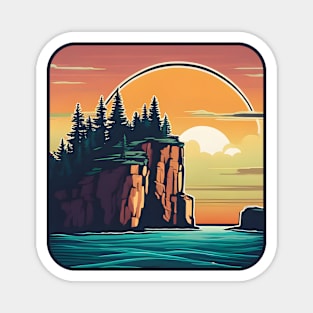 Retro Ocean Cliff Magnet