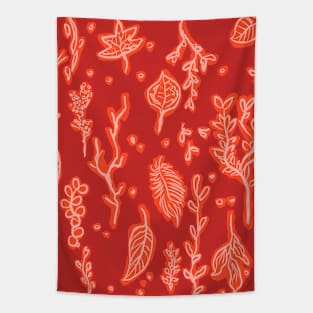 Red Outdoor Leaves Collection Tapestry