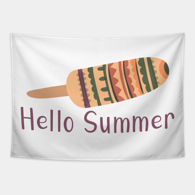 Hello Summer - Multicolored Popsicle Graphic Illustration GC-105-03 Tapestry by GraphicCharms