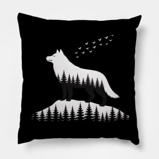 SIBERIAN CAT Forest Silhouette Pillow
