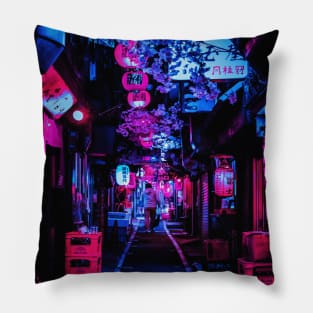 Tokyo Street Neon Synthwave Pillow