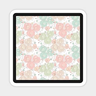 Floral seamless pattern with blooming roses Magnet