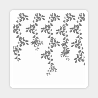 Grey Leaves pattern. Grey. white. leaves. Magnet