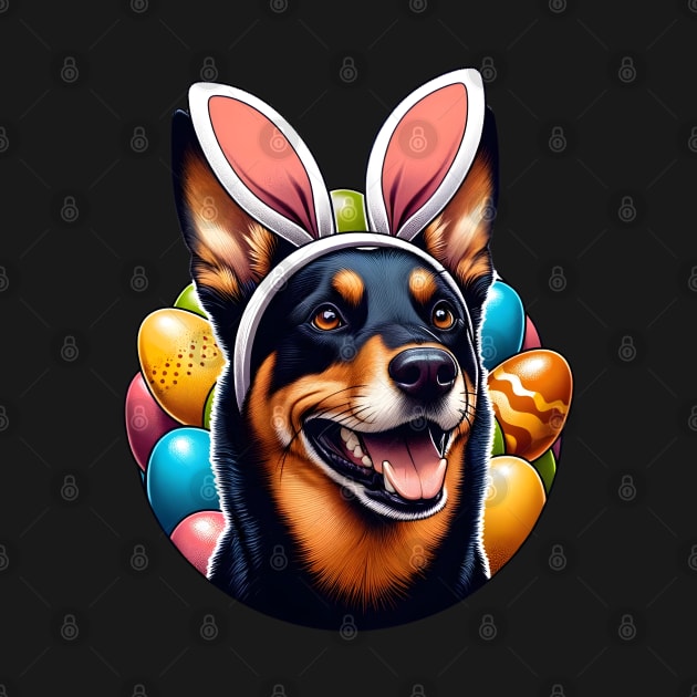 Working Kelpie Celebrates Easter with Bunny Ear Headband by ArtRUs