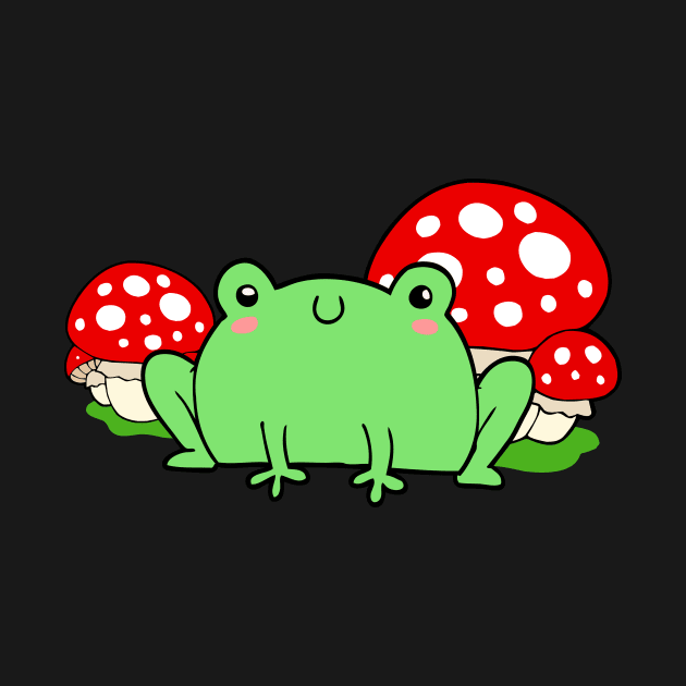 Cute Frog & Mushrooms Cottagecore Nature by Foxxy Merch