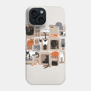 Purfect feline architecture // spot illustration // cute cats in cardboard boxes Phone Case