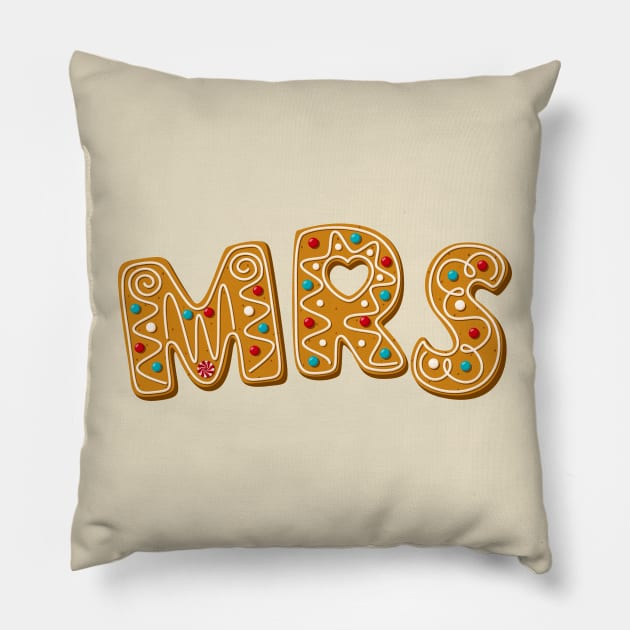 MRS Gingerbread Letters Matching Couples Gift Pillow by stressless