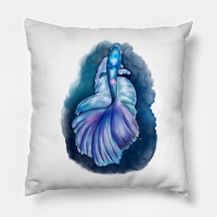 Fantasy Blue Betta Siamese Fish - Artwork by Annalisa Amato Pillow