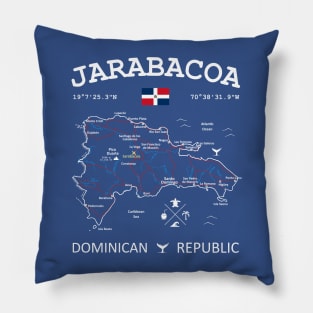 Jarabacoa Dominican Republic Flag Travel Map Coordinates GPS Pillow